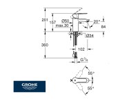 MEDIDAS MONOMANDO LAVABO EUROSTYLE COSMO GROHE